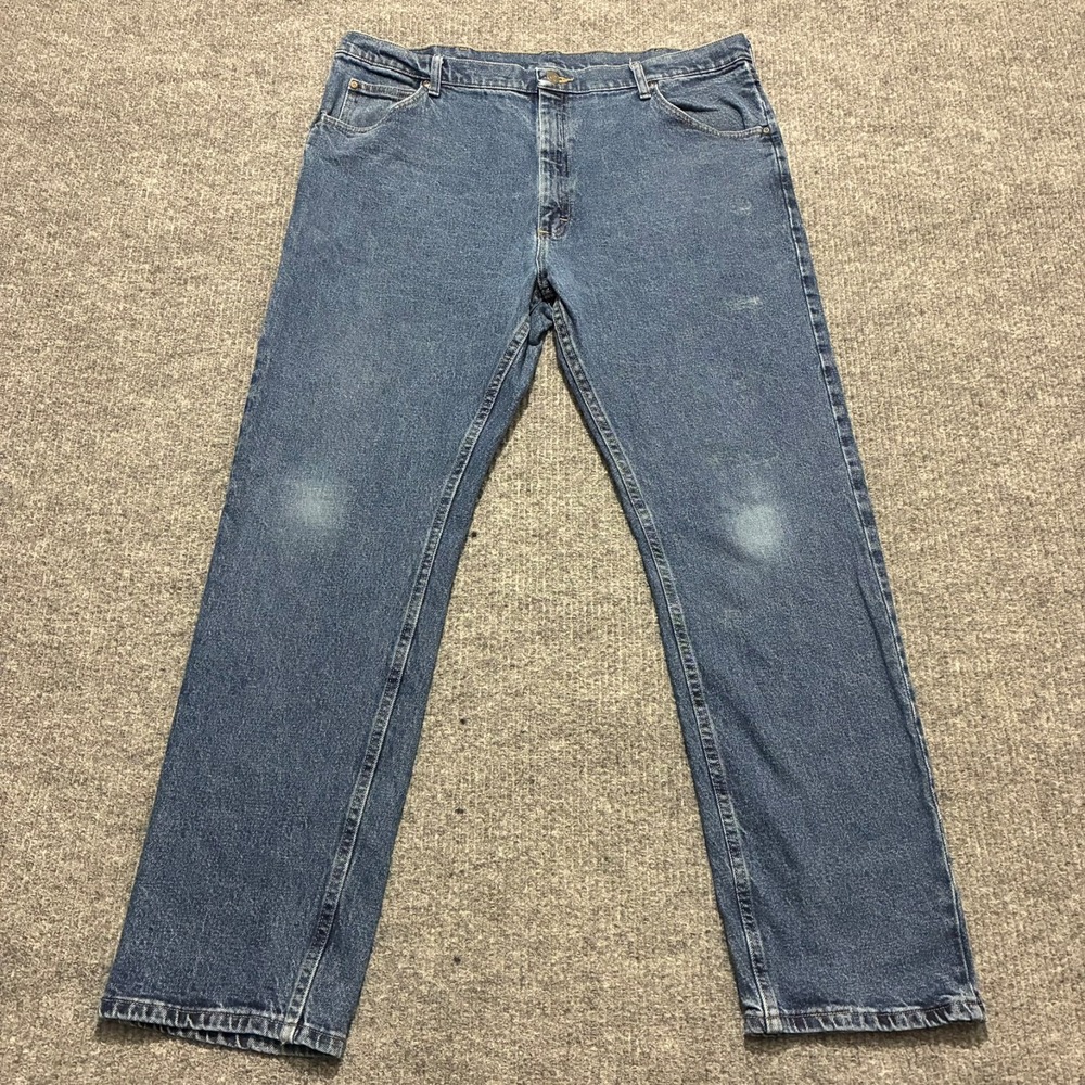 Wrangler Mens Straight Leg Jeans 40x32 Blue Denim Classic 5-Pocket High Rise